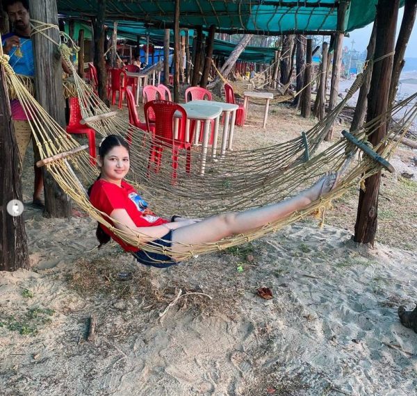 Harshaali Malhotra on beach