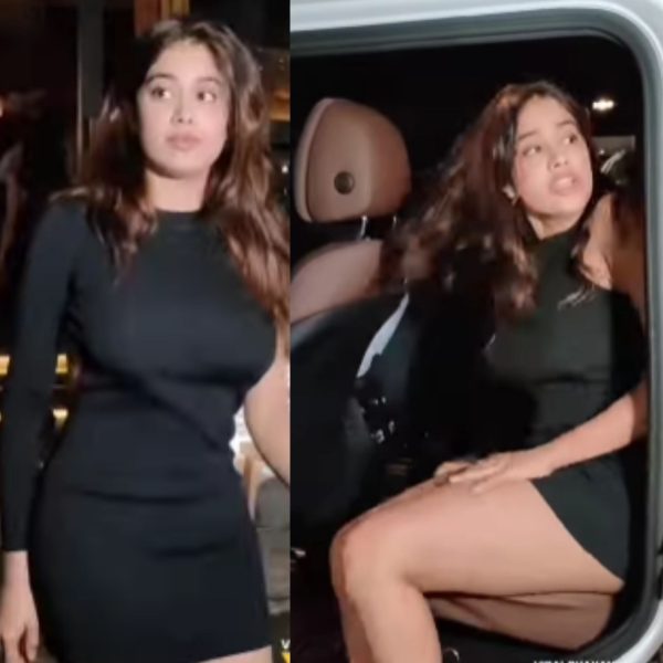 Janhvi kapoor in short black dress